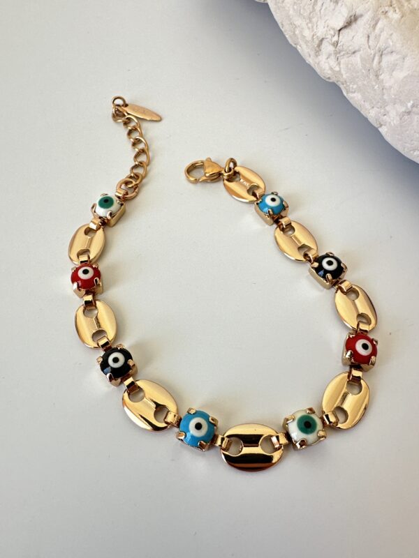 Vip Model Nazar Boncuğu Detaylı Çelik Bileklik