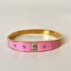 Zirkon Taş Detaylı Pembe Mineli Çelik Bileklik
