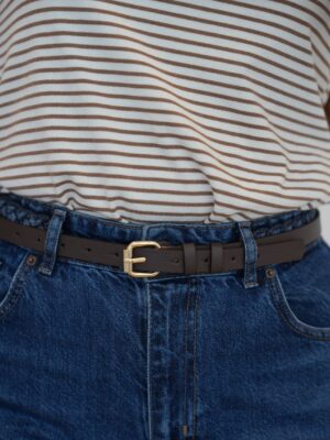 Kadın Acı Kahverengi Altın Tokalı Günlük Kemer