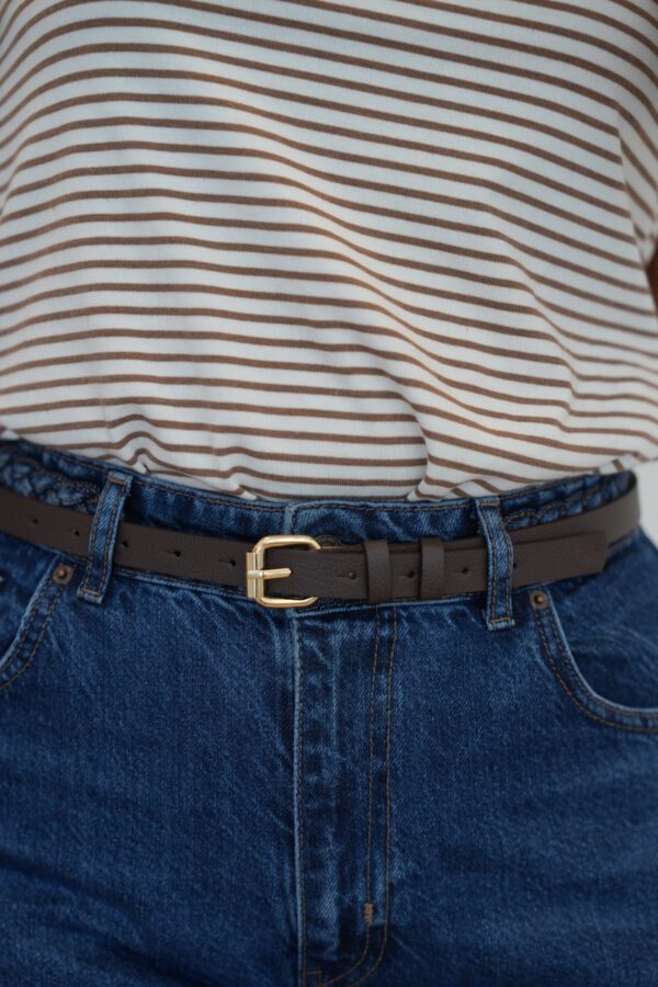 Kadın Acı Kahverengi Altın Tokalı Günlük Kemer