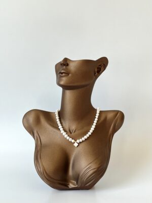 Pirinç Üzeri Altın Kaplama Sedefli Yonca Detaylı Gerçek İnci Kolye