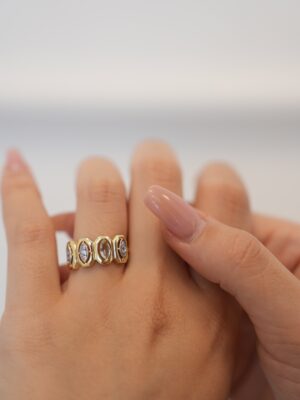 Pirinç Zirkon Taşlı Damla Model Gold Renk Kadın Yüzük