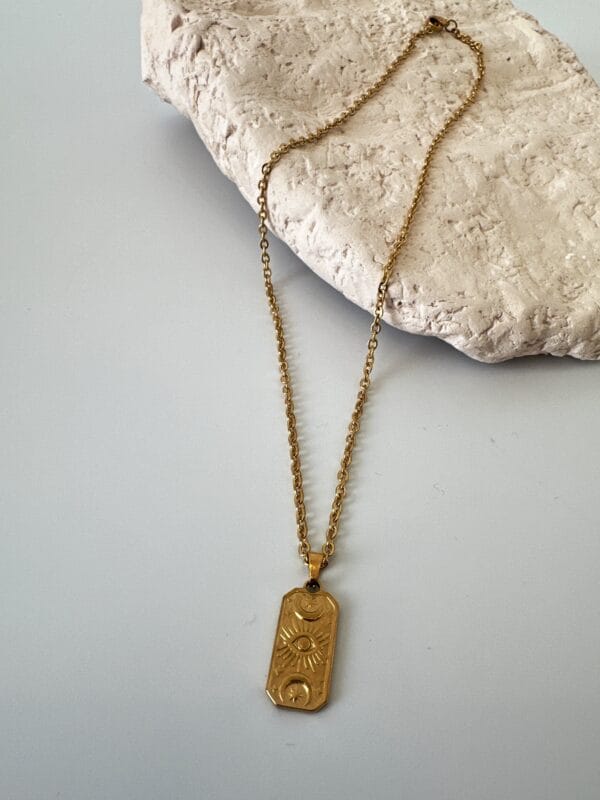 Antik Sarı Çelik Zincir Kolye