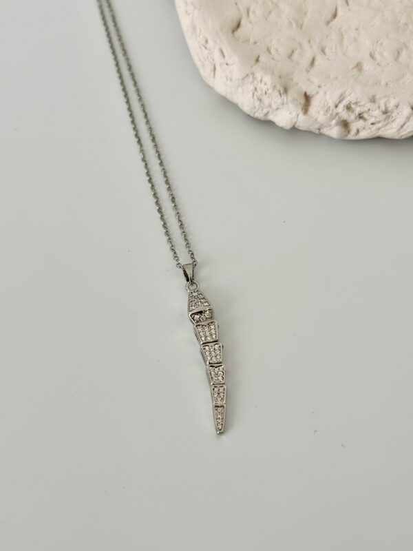 Yılan Model Zirkon Taş Detaylı Çelik Kolye