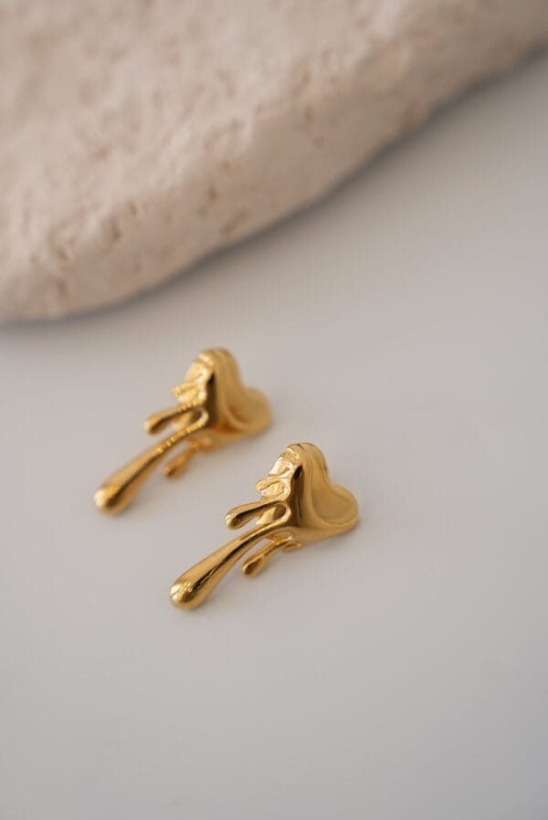 Akan Kalp Model Gold Çelik Küpe