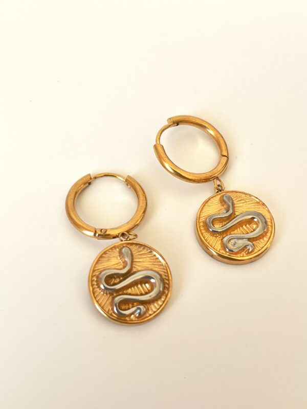 Yılan Motifli Çelik Küpe