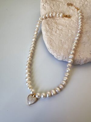 Vip Kalite Pirinç Üzeri Altın Kaplama A++ 7-8 mm Tatlı Su İncisi Kolye