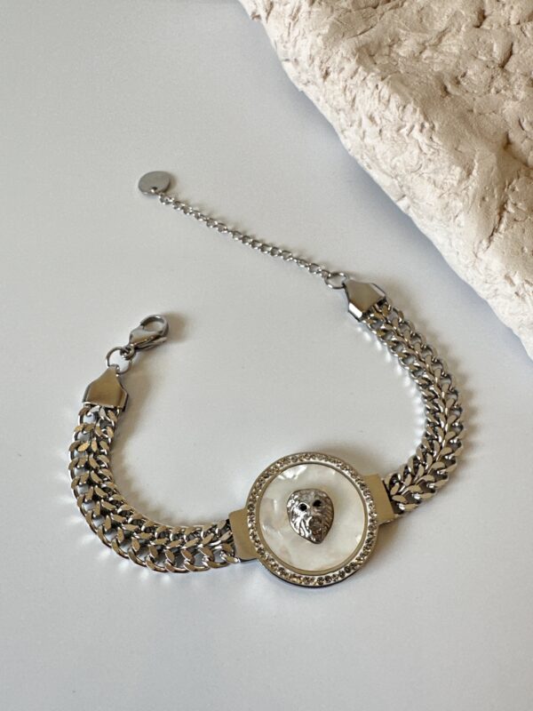 Zirkon Taş Detaylı Gümüş Renkli Çelik Bileklik