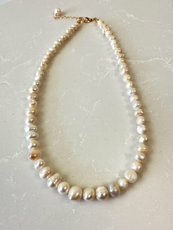 Pirinç Üzeri Altın Kaplama Gerçek İnci Kolye