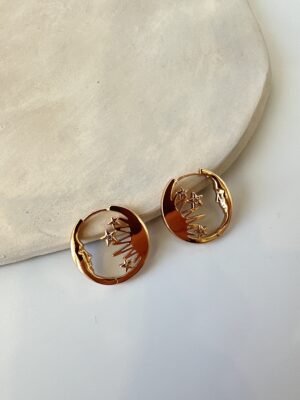 Ay ve Yıldız Detaylı Vip Halka Küpe