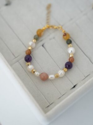 Dorika Detaylı Doğaltaş Birleşim İnci Bileklik