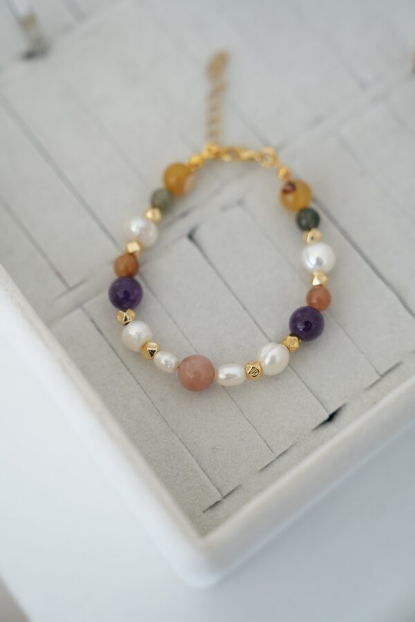 Dorika Detaylı Doğaltaş Birleşim İnci Bileklik