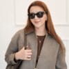 Kadın Oversize Kaşe Fermuarlı Ceket – Kahverengi