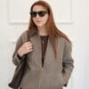 Kadın Oversize Kaşe Fermuarlı Ceket – Kahverengi
