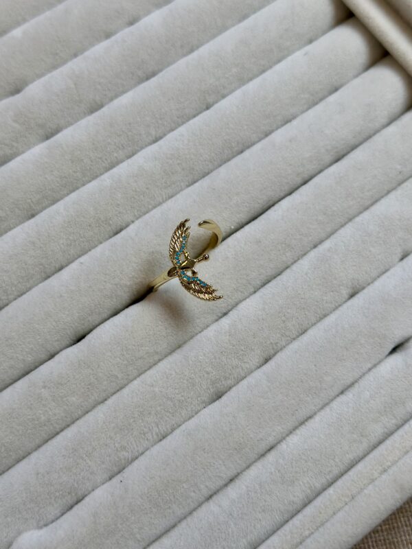 Mavi Taşlı Anka Kuşu Form Ayarlanabilir Kadın Yüzük