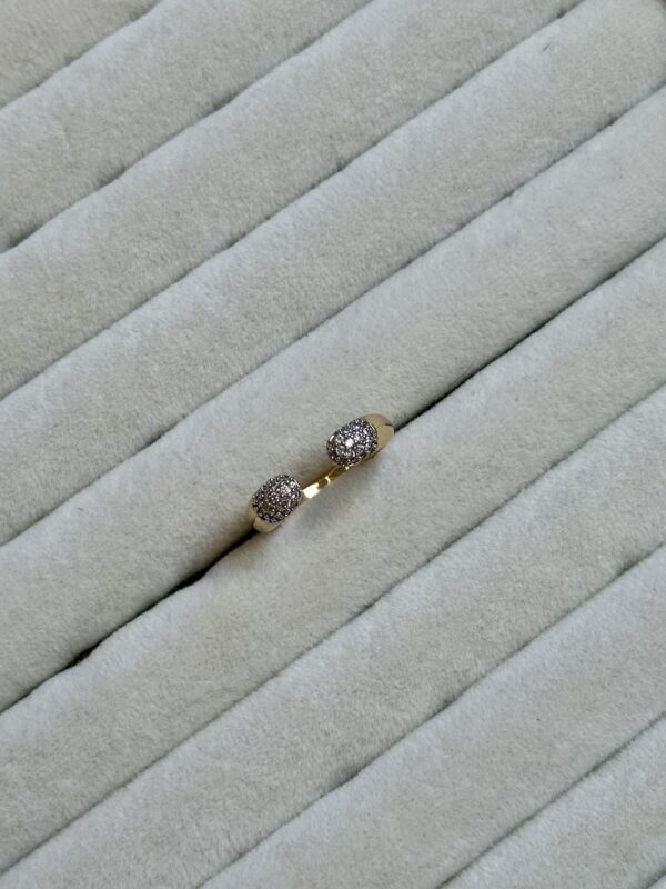 Zirkon Taşlı Gold ve Gümüş Karışım Ayarlanabilir Kadın Yüzük