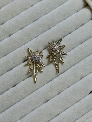 Zirkon Taşlı Yıldız Form Gold Kadın Küpe