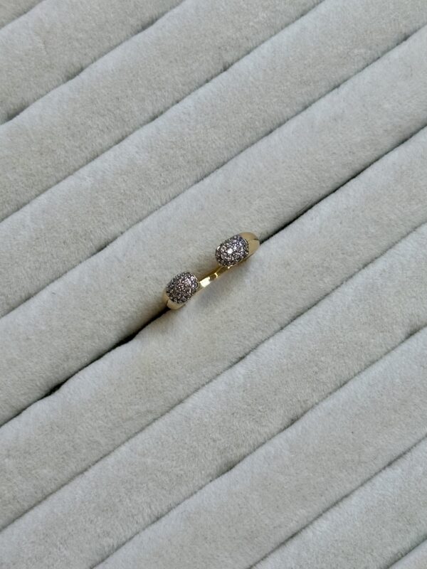 Zirkon Taşlı Gold ve Gümüş Karışım Ayarlanabilir Kadın Yüzük