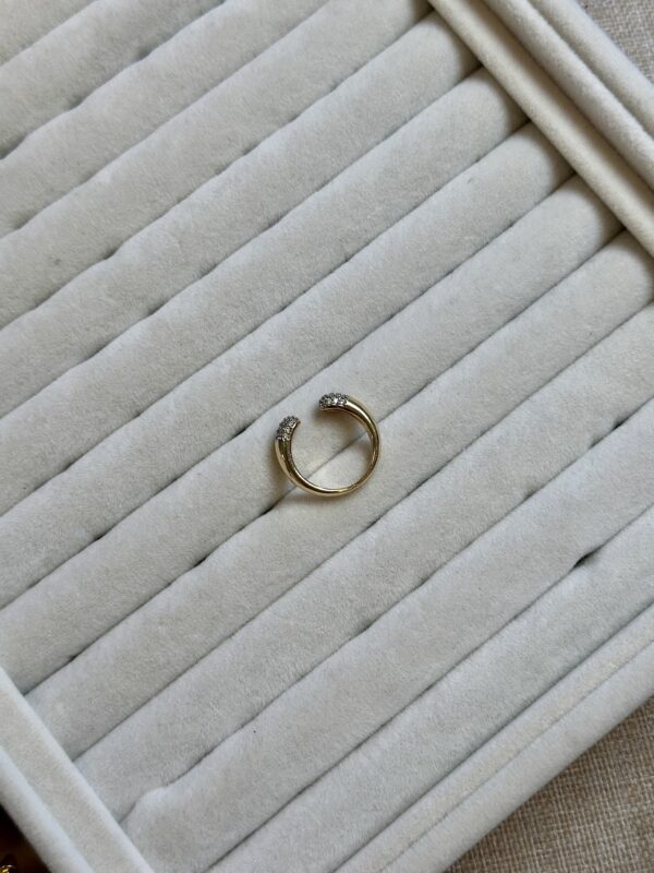 Zirkon Taşlı Gold ve Gümüş Karışım Ayarlanabilir Kadın Yüzük