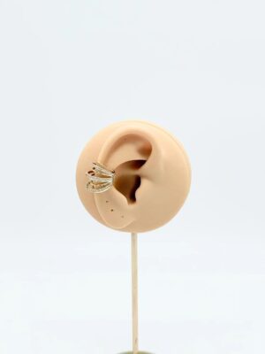 Zirkon Taş Detaylı Gold Kıkırdak Küpe – Deliksiz Ear Cuff
