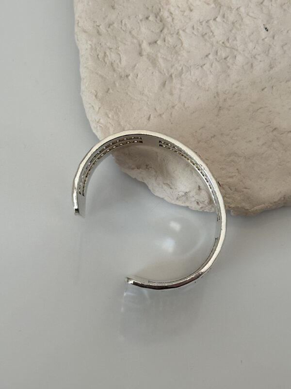 Gold Gümüş Petek Dokulu Kelepçe Bileklik | Ayarlanabilir Bilezik