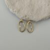 Gold Oval Halka Küpe | Tek Taş Detaylı Minimal Kadın Küpe