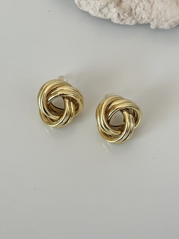 Gold Renk Örgü/Düğüm Form Vintage Esintili Kadın Küpe