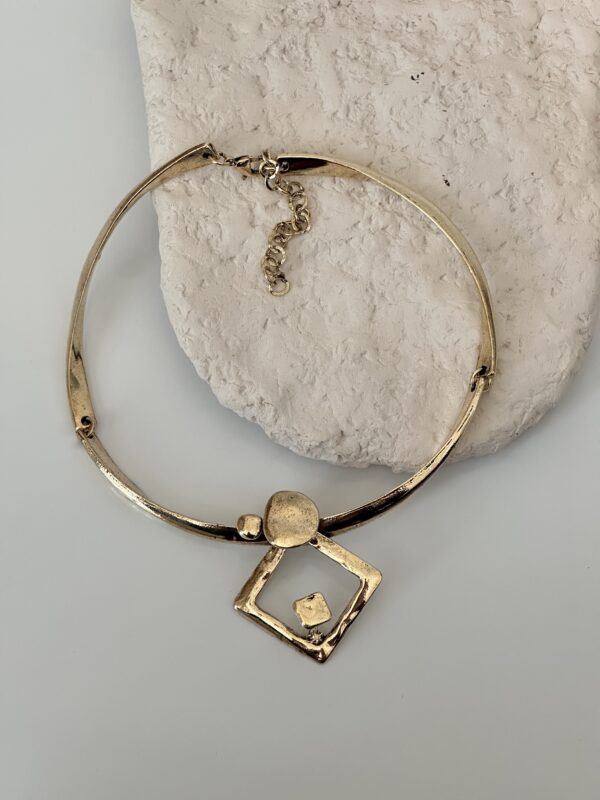 Gold Geometrik Kolye | Kare Uçlu Minimal Choker / Boyunluk