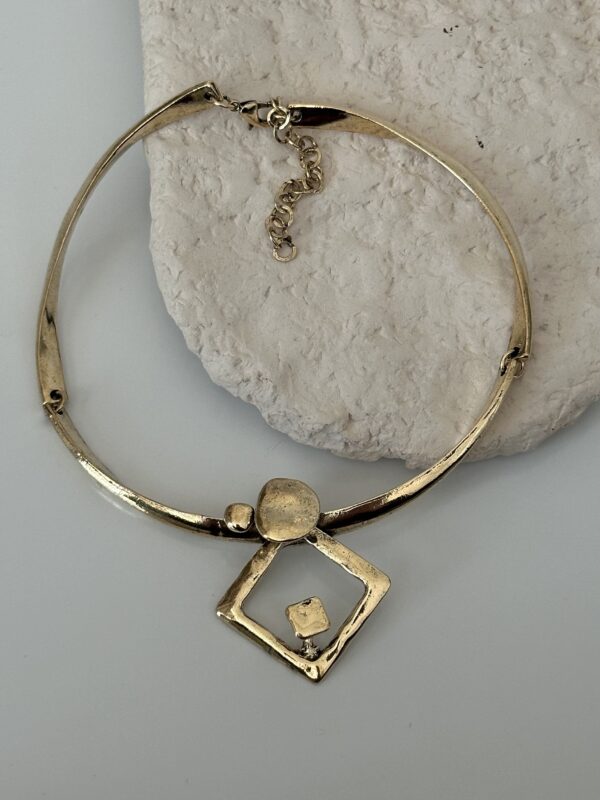 Gold Geometrik Kolye | Kare Uçlu Minimal Choker / Boyunluk