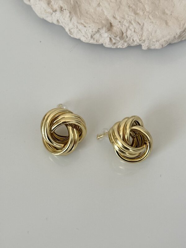 Gold Renk Örgü/Düğüm Form Vintage Esintili Kadın Küpe